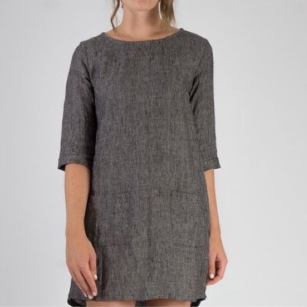 Pyne & Smith No. 20 linen shift dress gray/black